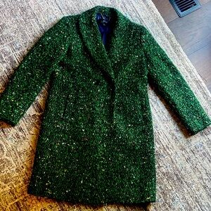 J. Crew tweed Green Women's Pea Coat Sz 00P 00 lined fall jacket